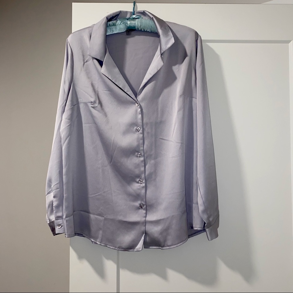 NWOT Satin Button Down Blouse